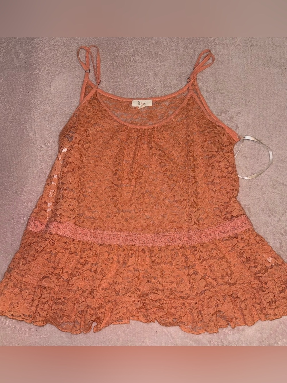 Y2K E&M Orange Lace Babydoll Cami Top 🧡